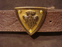 $159 men's brown leather belt with crest buckle 002.jpg