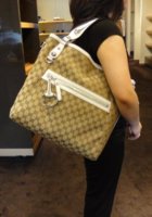 $949 Lg GG Canvas Icon Bit Tote w White Leather Trim and Expandable Gussets 02.JPG