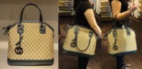$1089 Large Traditional GG Canvas Charmy Dome Satchel with Dark Green Leather Trim (comes with e.JPG