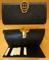 $279 Interlocking Clasp Black GG Canvas Continental Wallet 01, RETAIL $390.JPG