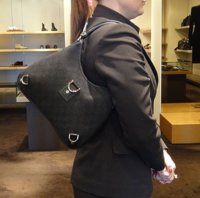 $329 Abbey Small Black Denim GG Monogram Hobo 2.JPG