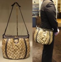 $389 Medium Crystal D Gold Messenger in Dark Brown Leather Trim .JPG