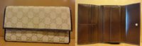 $199 sand gg canvas w brown Smooth leather trim continental wallet 001.jpg