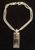 $139 Sterling Silver Trademark Double Chain Bracelet w Rectangle Charm.jpg