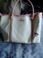 White Gucci Tote with patent leather trim Mermaid tattoo.jpg