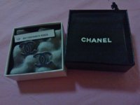 Chanel Large CC Blue Leather Earring.jpg