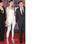 Kristal-Tin with Jimmy Choo clutch and shoes at the 2013 Hong Kong Awards.jpg