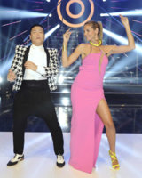 Heidi Klum wore Jimmy Choo Lance cage sandals with PSY during Germanys Next Top Model Final.jpg