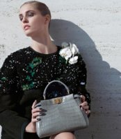 Fendi Peekaboo mini grey alligator preFall 2014 on model.jpg