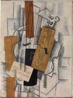 Braque Violin and Sheet Music Petit Oiseau early 1913 oil and charcoal on canvas 28 x 20.5.jpg