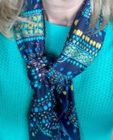 Parures des Mahares scarf with mint sweater.jpeg