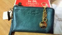 Pebble Leather Double Corner Zip Wristlet Metallic Blue F64130 and F63661 Metal Logo Horse Carri.jpg