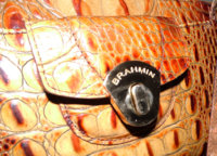 Brahmin Croc Shoulder Bag Front Metal Logo Closure Wear.jpg
