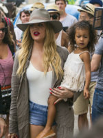 Khloe and North arriving at the Havana Club Rum Museum in Havana, Cuba today.jpg