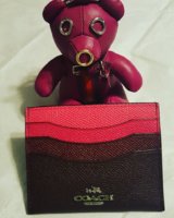 Coach Pink Bear Bag Charm and Leather Card Case.jpg