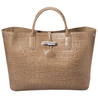 Longchamp Roseau Croco Small Tote Bag in Greige.png