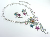 multi color FLOWER NECKLACE SET  EPOXY  SWAROVSKI CRYSTAL.jpg