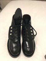 chanel pearl combat boots