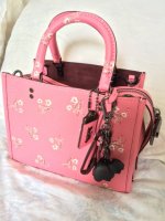 Coach Bright Pink Floral Bow Print Rogue.JPG