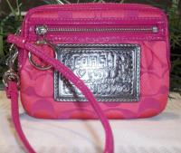 Coach Poppy Signature Ziparound Wristlet Wallet Sateen Patent Trim Melon Pink.png
