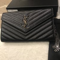 YSL woc 小號信封包魚子醬牛皮灰色尺寸： 19x11.5x4cm - Replicas-Bags