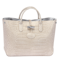 Roseau Croco Small Tote Bag in Ivory.png