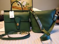 hunter green coach purse