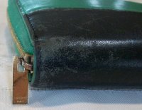 celine green zip around accordian wallet zipper pull.jpeg