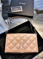 Saint Laurent WOC Becky Chain Wallets In White Lambskin On Sale