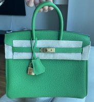 Back to work. Swipe for the details of this chameleon bag color, vert amande…  #yasminGoesToWork