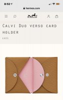 Hermes Calvi DUO Card Holder - Rose Texas / Cuivre Mysore Goat BNIB