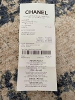 Chanel receipt in paris