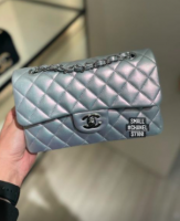 small iridescent blue classic flap bag.png