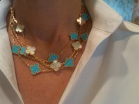 Turquoise & White MOP Alhambra Necklace.jpg