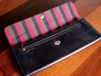 Coach Bonnie Cashin clutch 1960s different striped lining top grain cowhide stamp.JPG