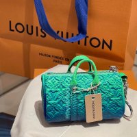 Louis Vuitton Mini Keepall Earphones Pouch Taurillon Illusion Blue