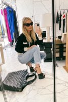 Morgan Stewart with her YSL ICare Maxi tote shopping bag 1.jpg