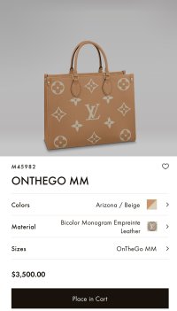 Louis Vuitton OnTheGo Size mm Arizona M45982 Monogram Empreinte Leather