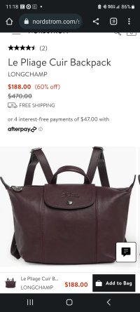 Saks OFF 5TH Longchamp Extra Small Le Pliage Leather Backpack 470.00