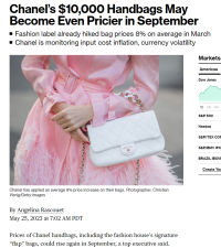 Bloomberg: Chanel's $10,000 Handbags May Become Even Pricier in September