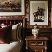DALL·E 2023-10-15 12.10.25 - Photo of an elegant bedroom with deep red and gold accents. There...png