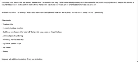 mcgigschicago auth coach deemed fake by Coach and described as fake in listing desc 2.webp
