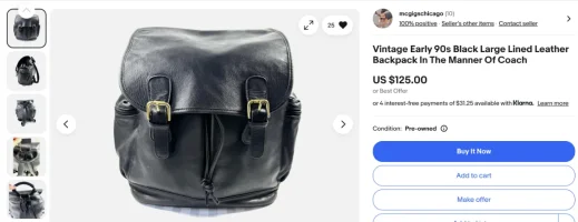 mcgigschicago auth coach deemed fake by Coach and described as fake in listing front.webp