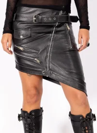 Lederrock ECHT-Leder asymmetrisch diagonal in schwarz.webp