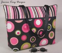 Janine King large padded laptop tote case mod dots and stripes.jpg