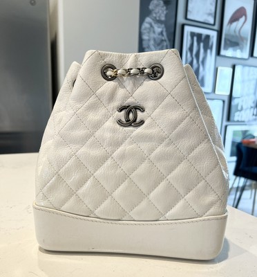 CHANEL Patent Goatskin Quilted Small Gabrielle Backpack Black