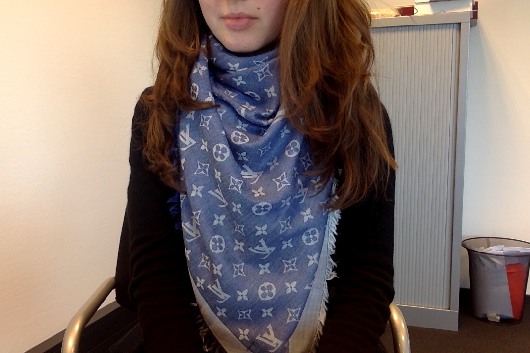 blue denim monogram scarf