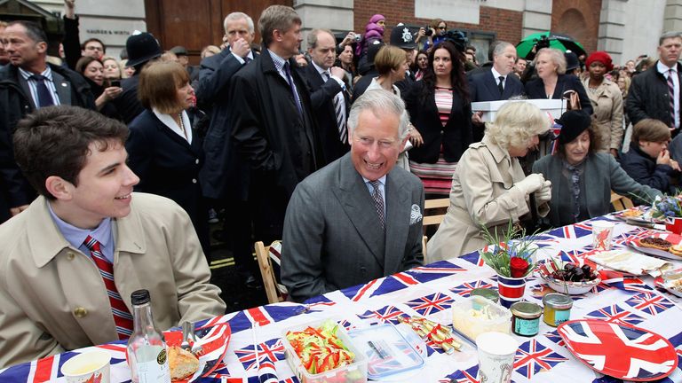 Prince Charles takes part in a Big Jubilee lunch on London's Piccadilly ahead of the Diamond Jubilee in 2012